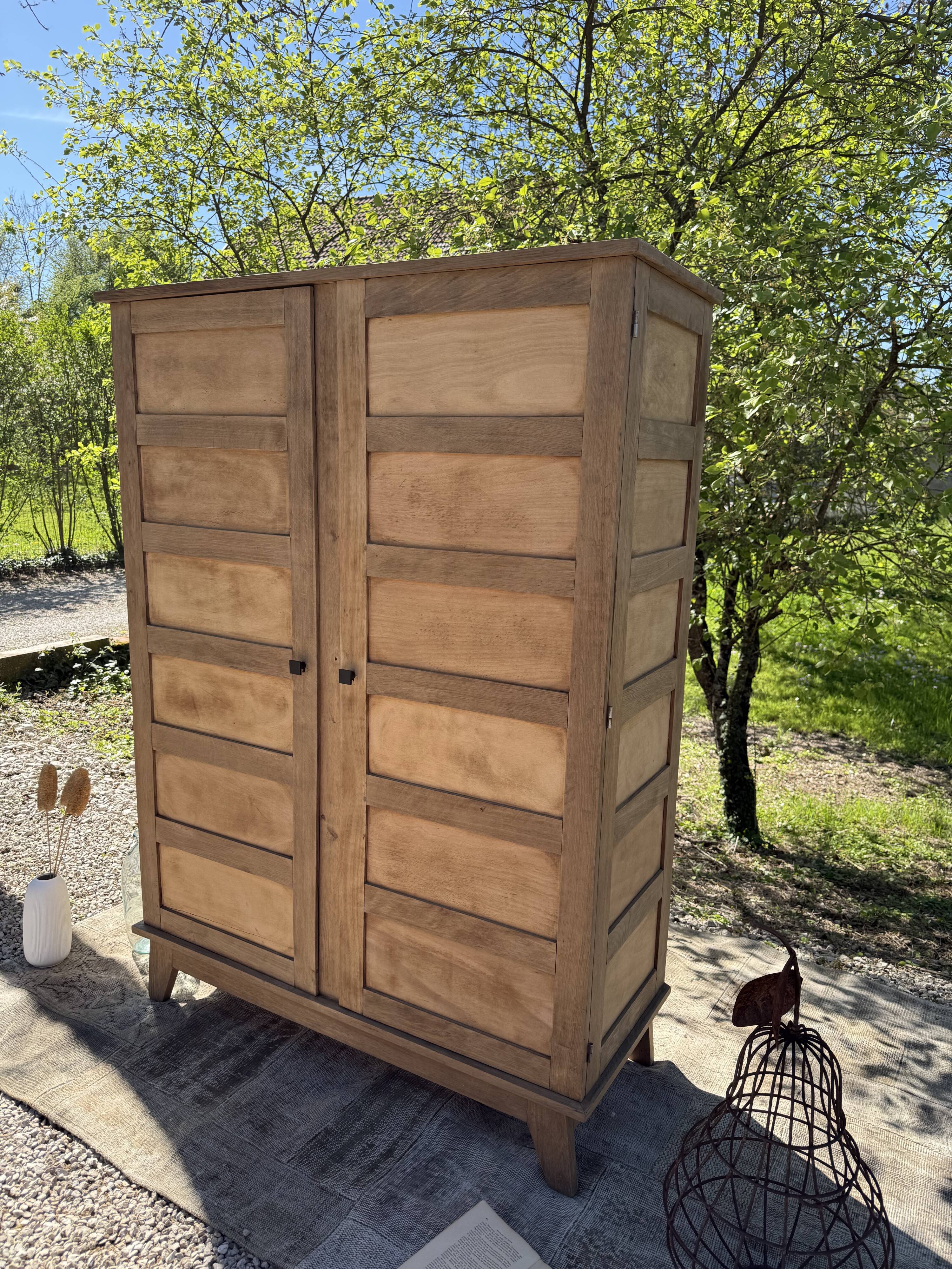 Renovated antique wooden wardrobe
