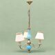 Turquoise opaline and vintage metal chandelier - 3 arms