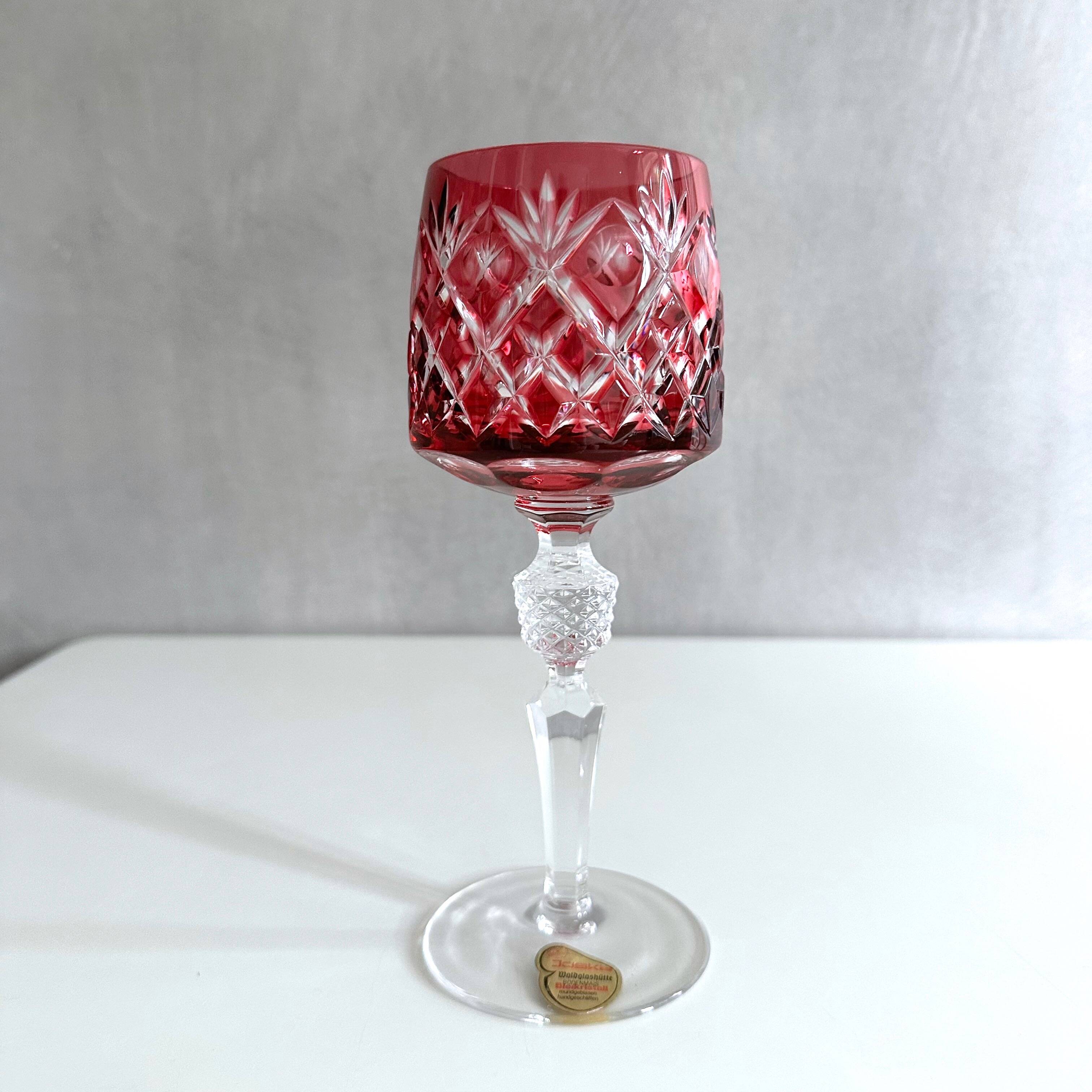 Set of 3 JOSKA lead crystal glasses, coloured wine glasses
