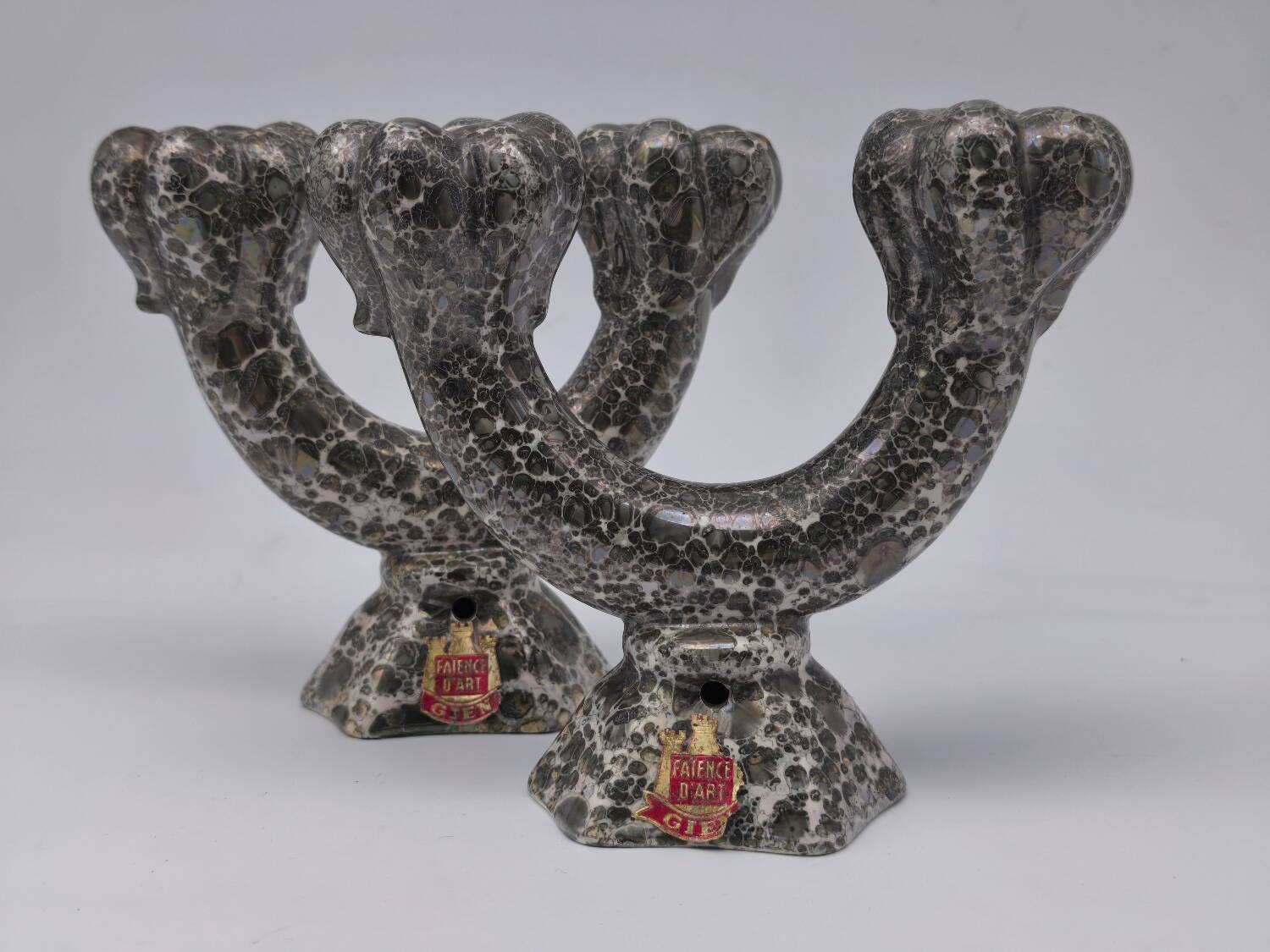 Art pottery candlesticks from Gien
