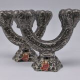 Art pottery candlesticks from Gien