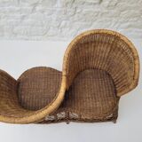 Vintage rattan confidant sofa