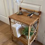 Vintage rattan bedside table 1960