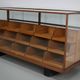 Antique British maple & hardwood haberdashery cabinet or shop counter, 1930s