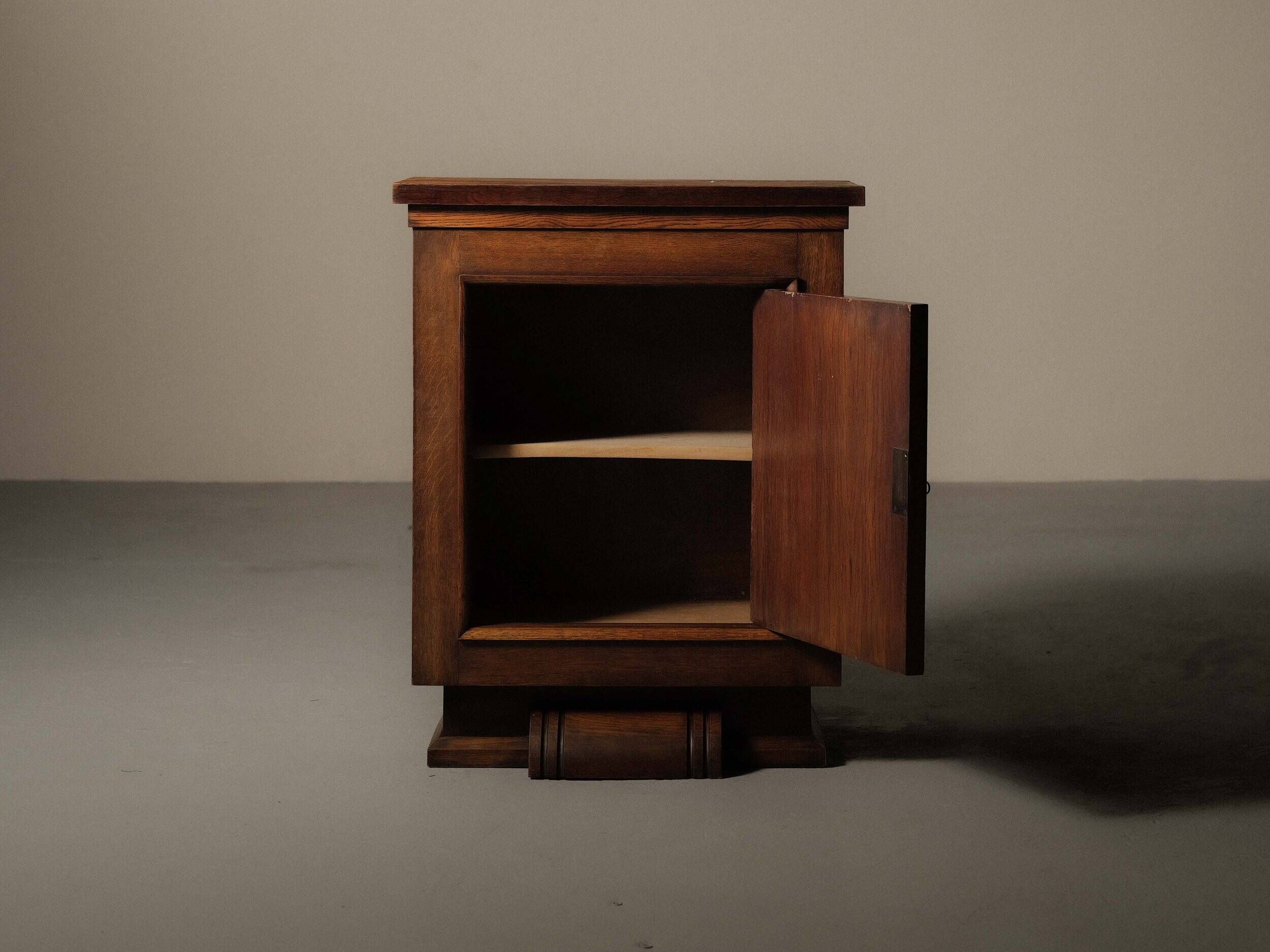 Modernist oak and leather furniture – France, circa 1940