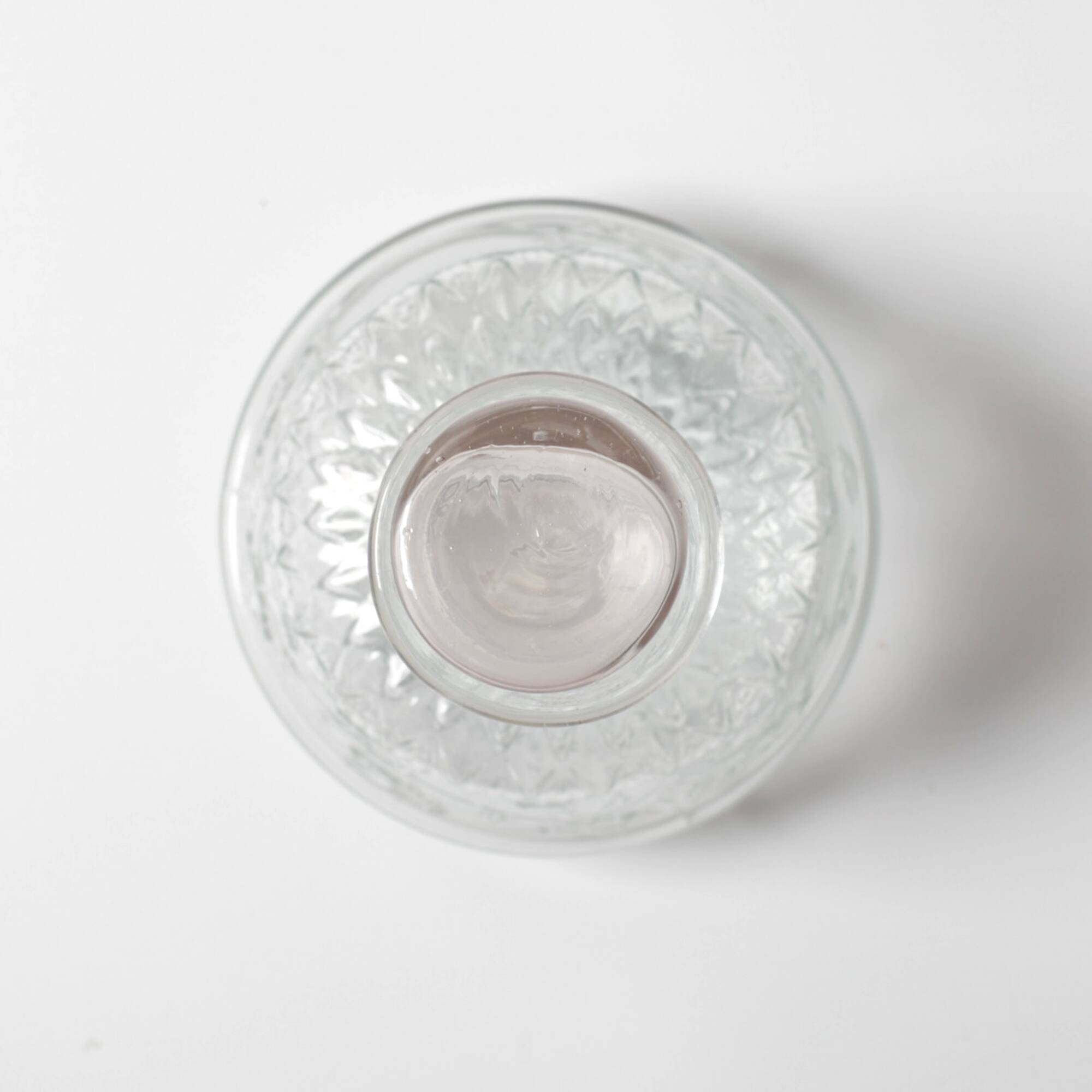Clear Pressed Glass Floral Patterned Wine Bottle with Stopper / Italy /1930
