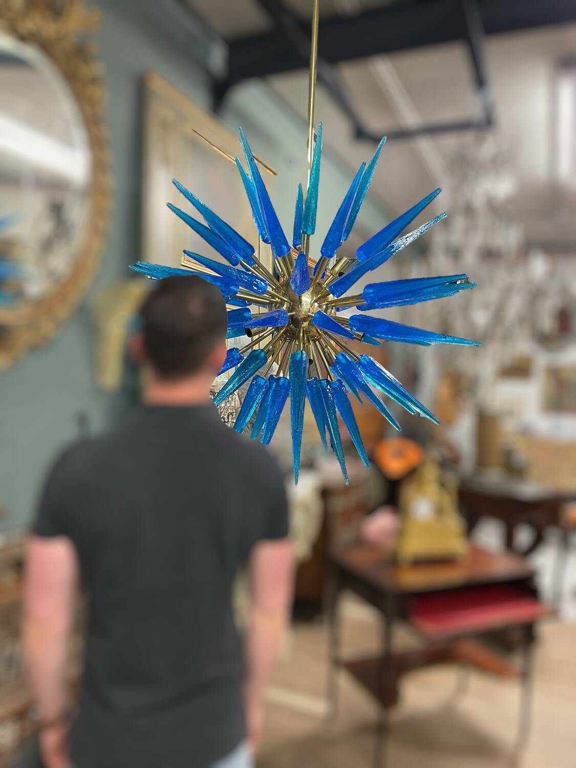 Large murano glass chandelier sputnik style 12 lights