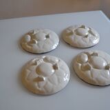 4 Vintage Barbotine Plates Artichoke Asparagus Table Decor Occasion