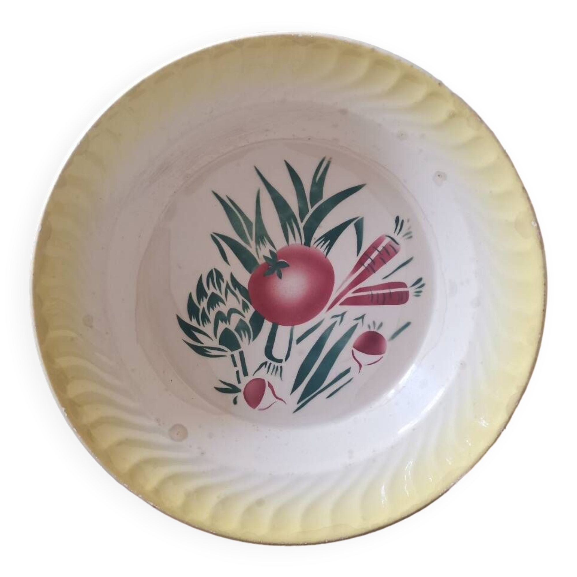 Grand plat service creux vintage motif légumes Sarreguemines Digoin France 9540