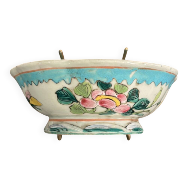 Coupe Assiette Vide Poche Famille Rose Porcelaine Céladon Peranakan Qing