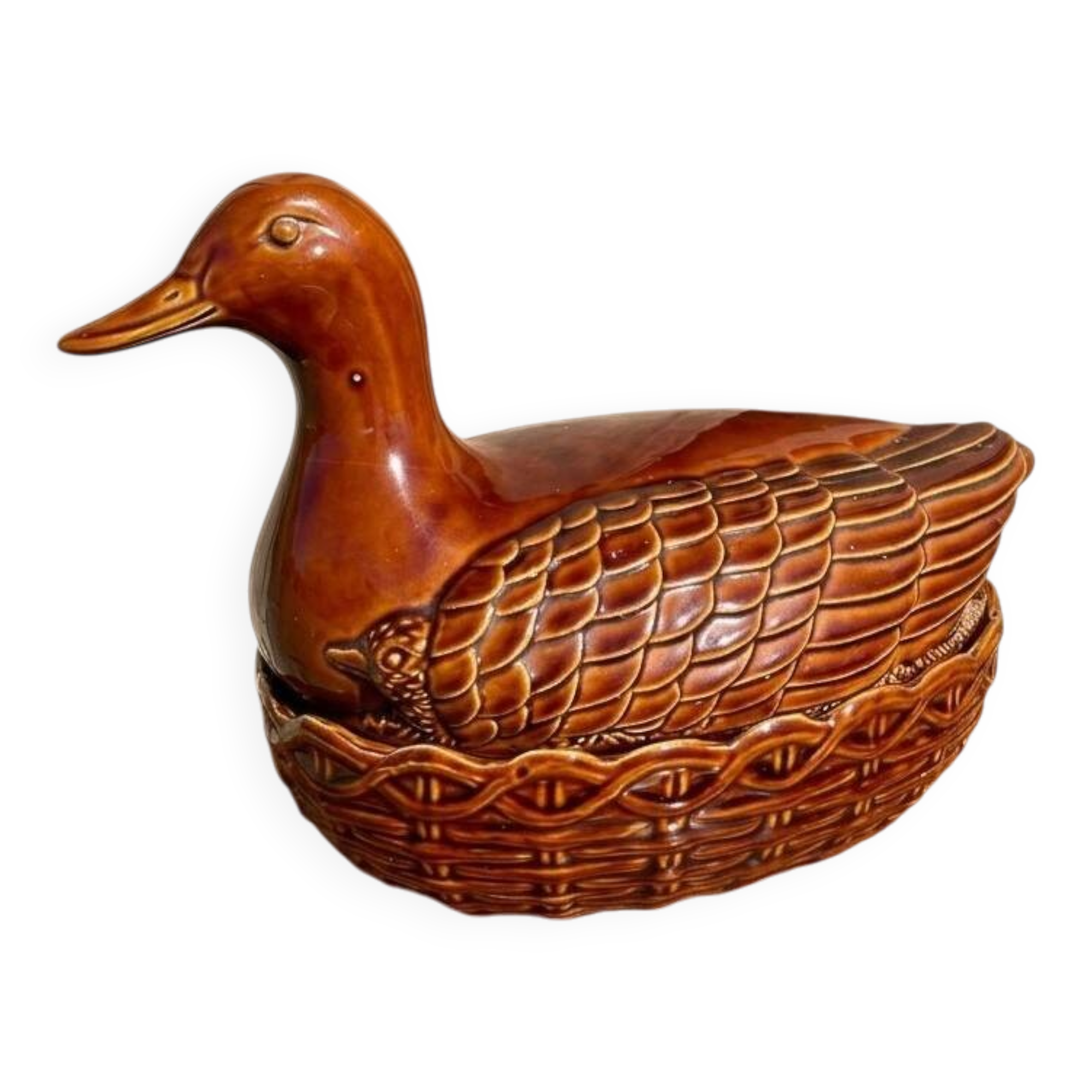 Plat barbotine canard vintage