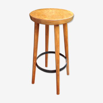 Ancien tabouret de bar en bois et métal années 60/70