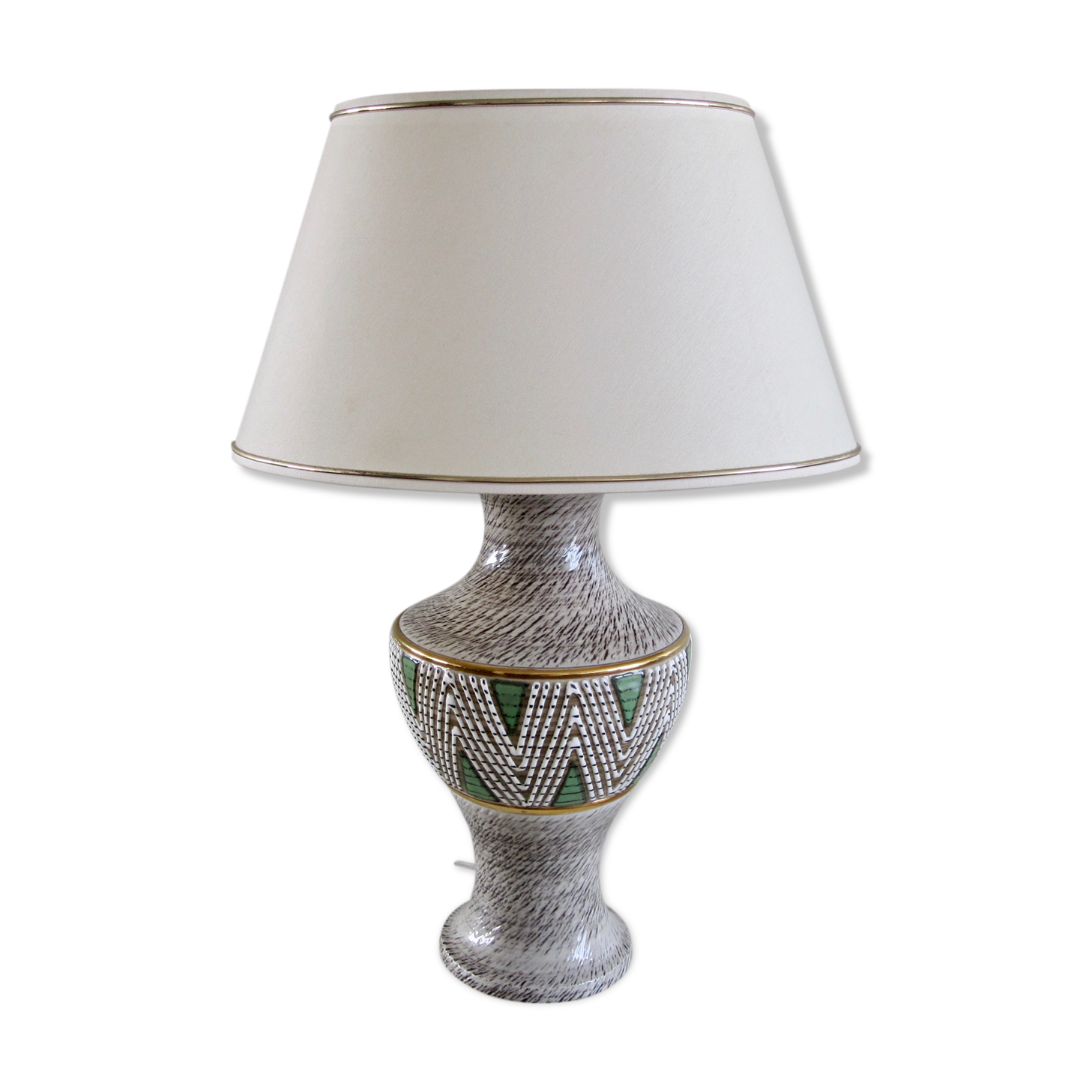 Jacques breugnot enamelled stoneware lamp signed art deco style dating from the years 1950-60