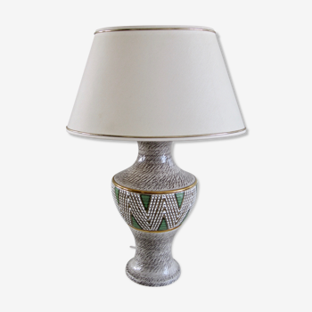 Jacques breugnot enamelled stoneware lamp signed art deco style dating from the years 1950-60