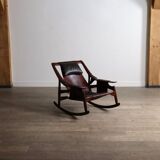 Liceu de Artes e Oficios rocking chair with ottoman, Brazil 1960s