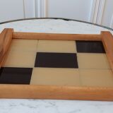 Beech and plexiglass checkerboard top 60s
