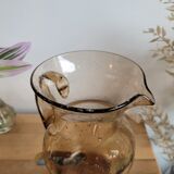 Smoked blown glass pitcher