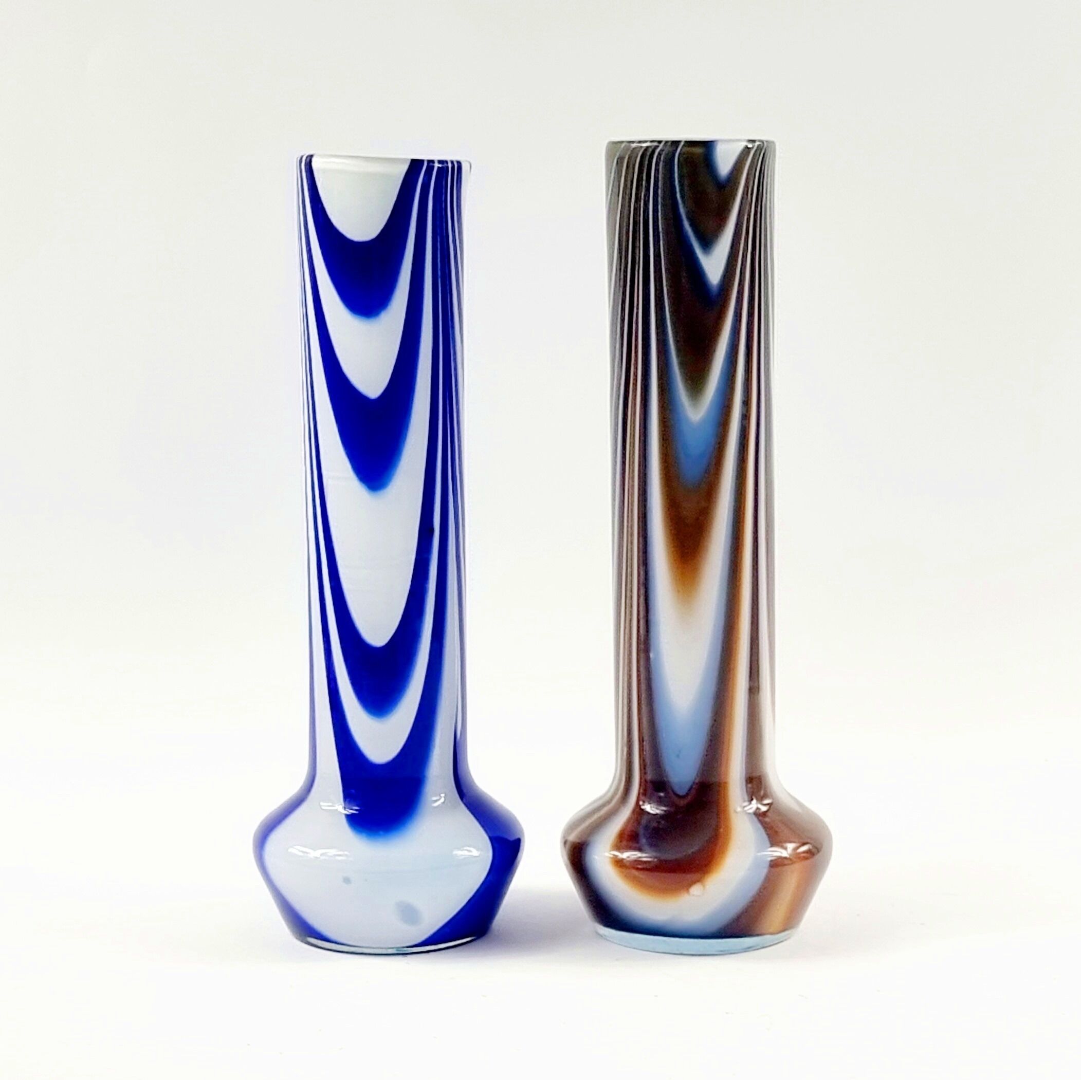 Pair of marbled murano glass vases by carlo moretti, italy, 1970s