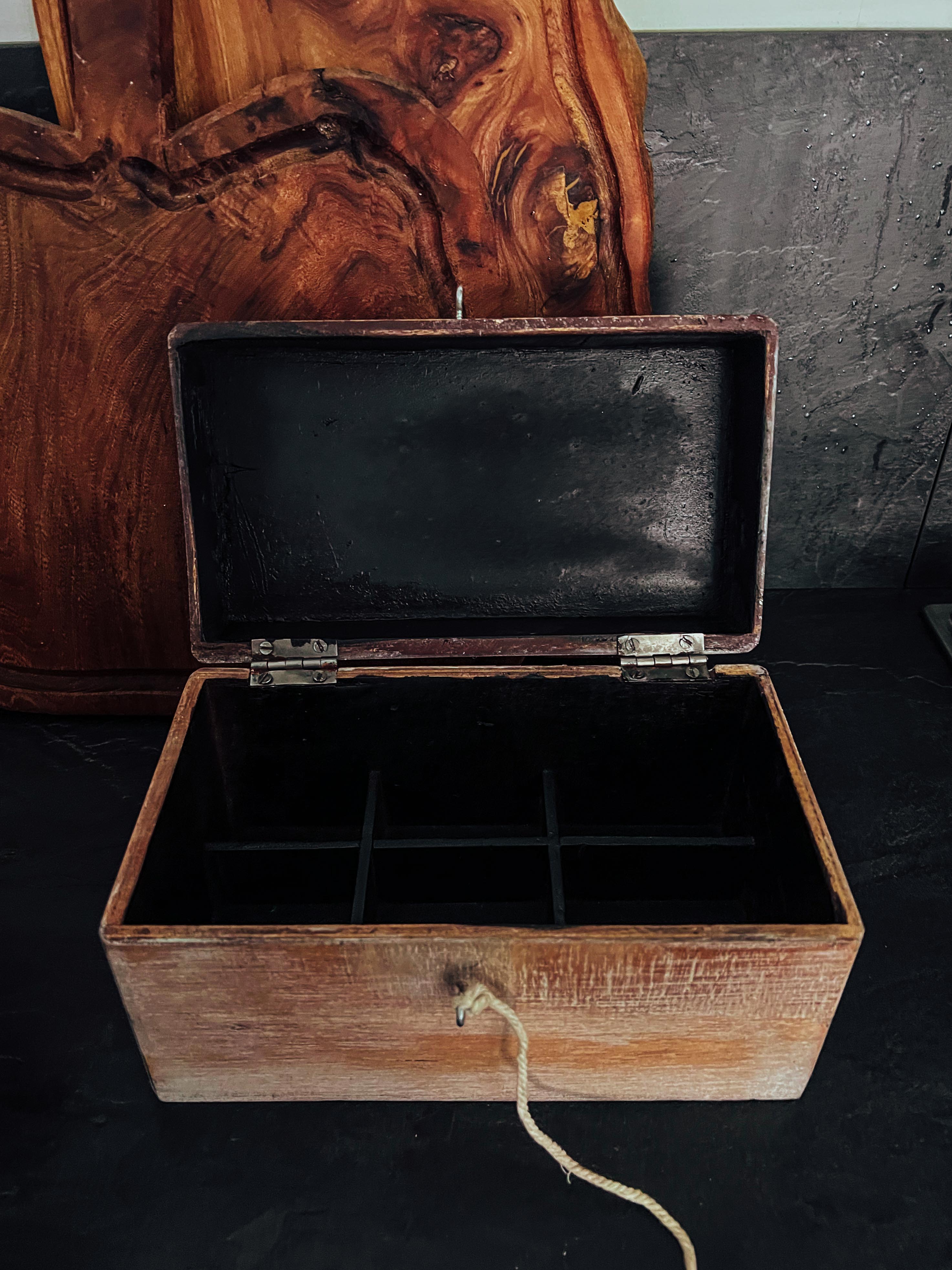Old wooden kitchen storage box