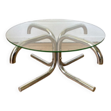 Vintage round tubular coffee table 1970