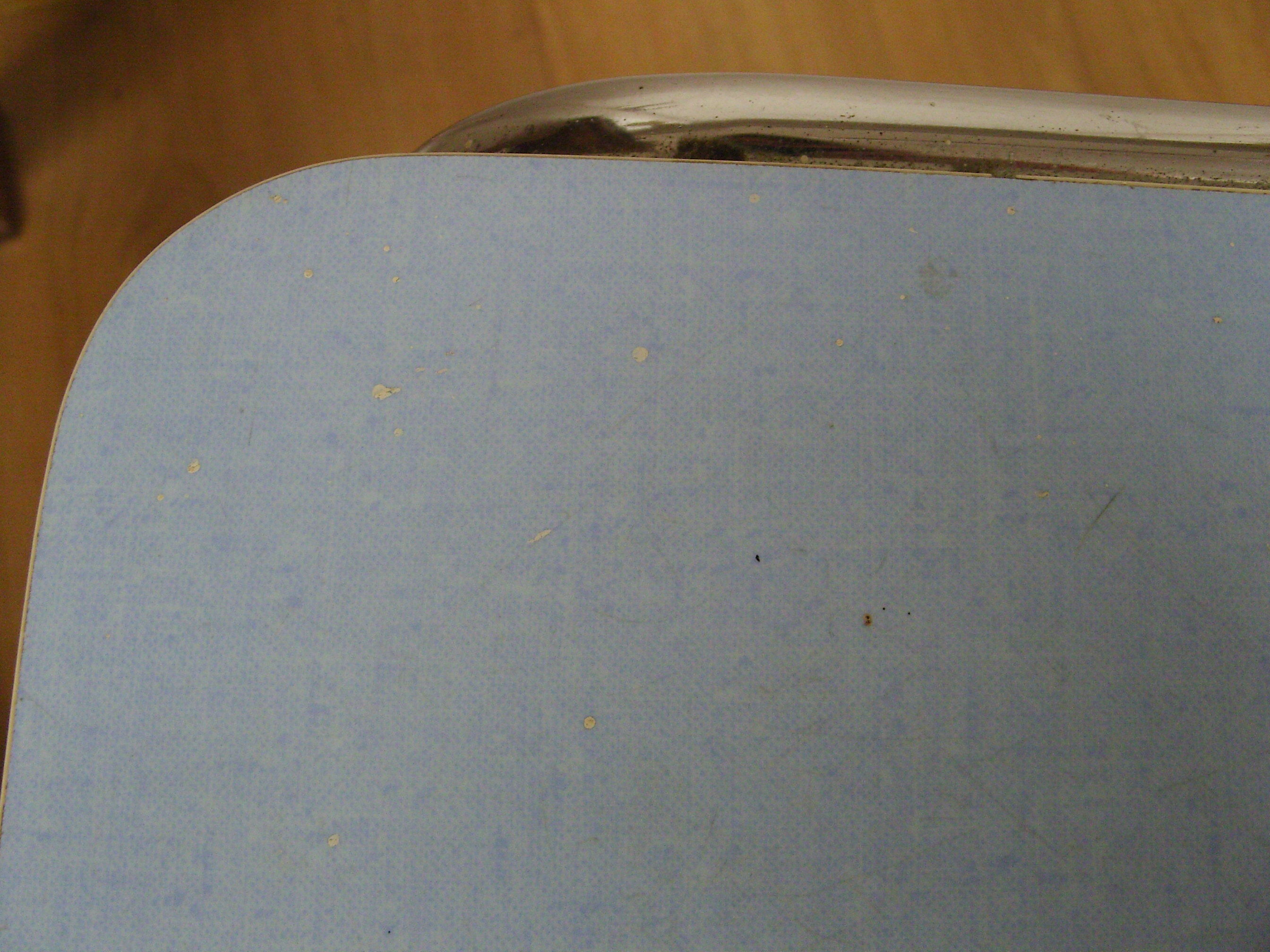 Stepladder stool in sky blue formica Vintage