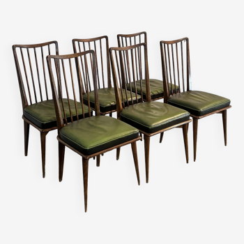 Suite de 6 chaises de salle à manger, Charles Ramos 1950s