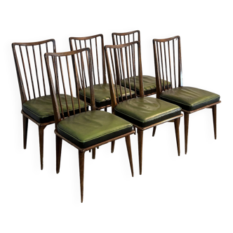 Suite de 6 chaises de salle à manger, Charles Ramos 1950s