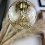 Lamp walking/suspension lamp large globe vintage molded glassware Murano smoked yellow