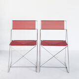 Pair of vintage X-Line chairs in enamelled and chromed metal by N.J. Haugesen for Bent Krogh