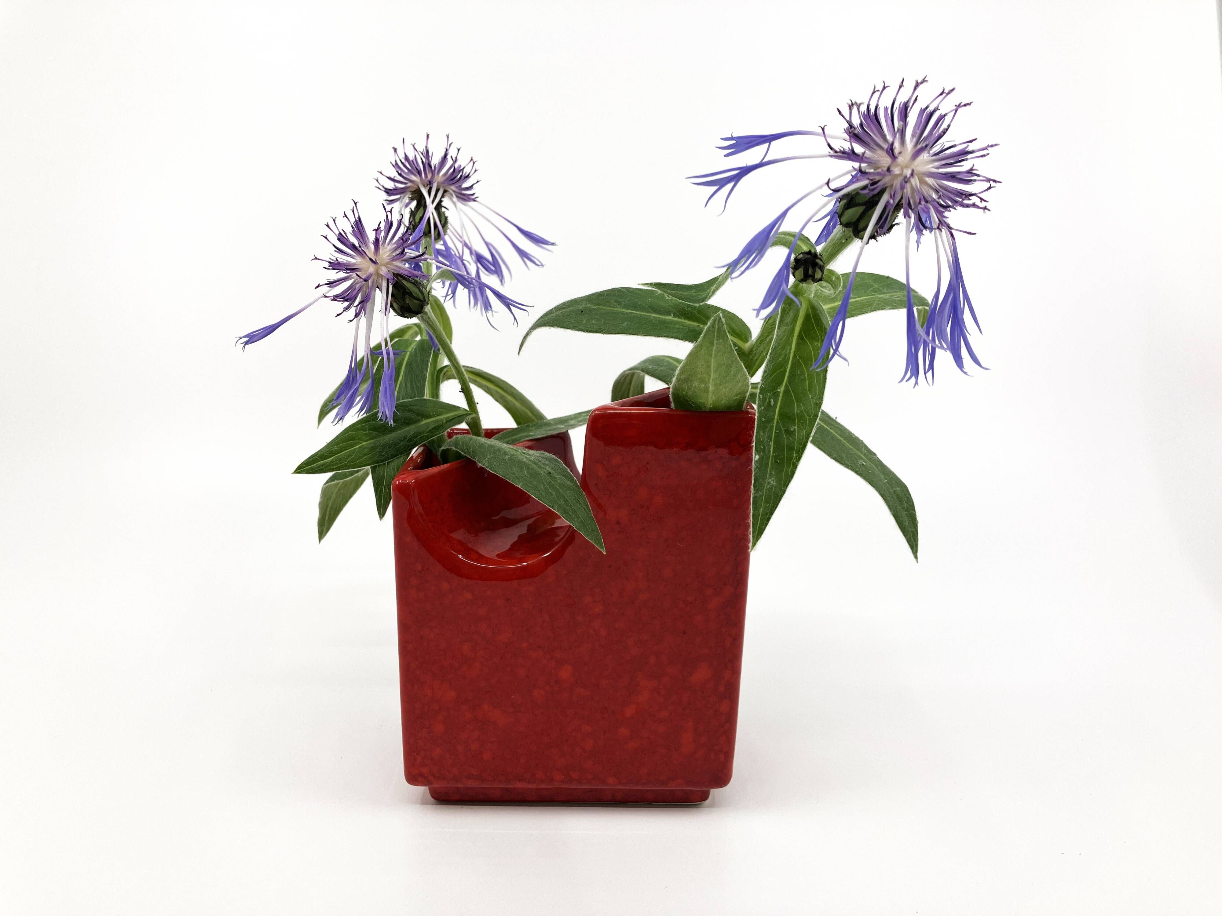 Vase with 2 necks by Roberto Rigon for Bertoncello • Italy • Circa 1970