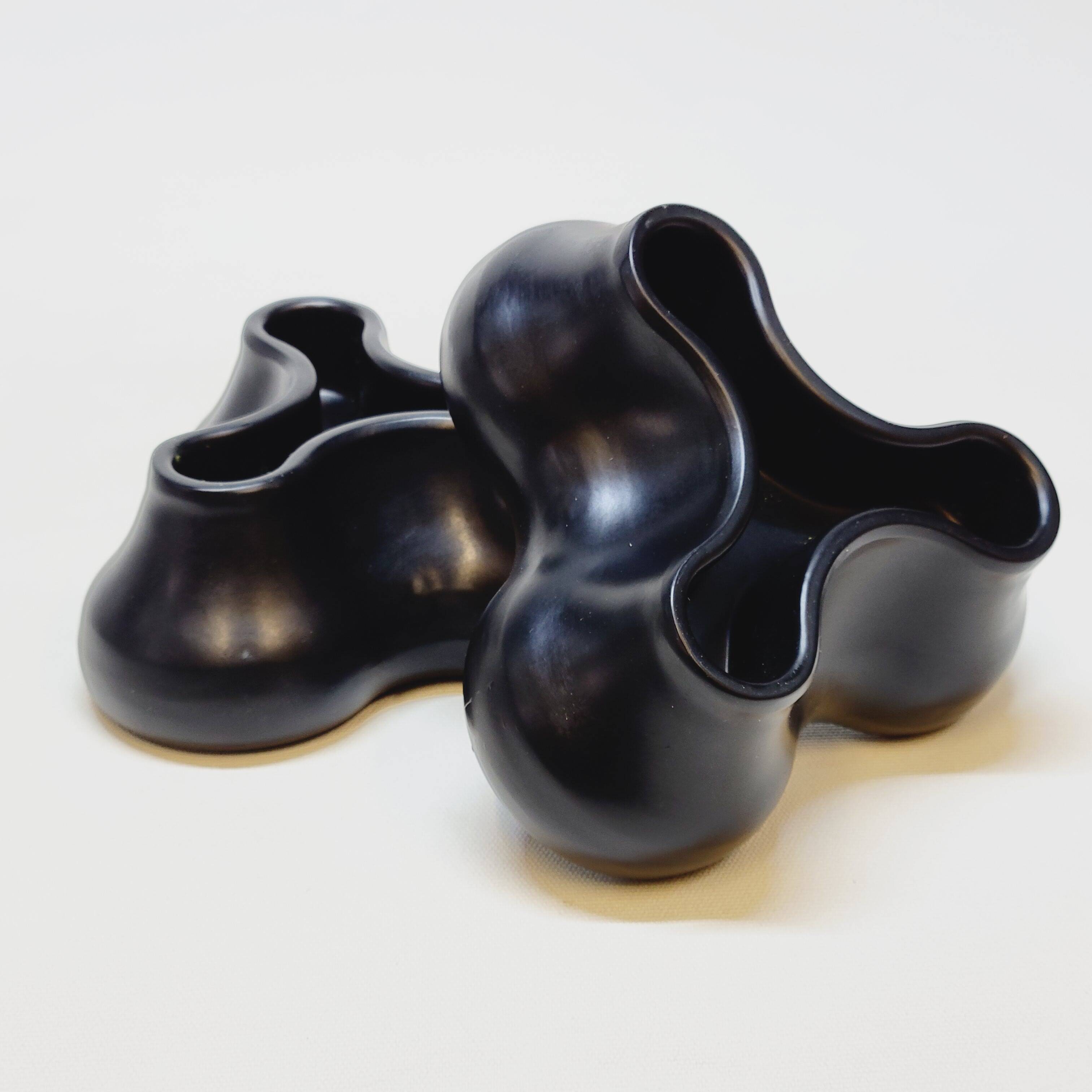 2 Black Candle Holders for 3 Candles Designed by Chris Martin