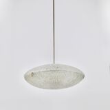 Mid-century Textured Glass and Nickel Kalmar Discus Chandelier, Austria, 1950s