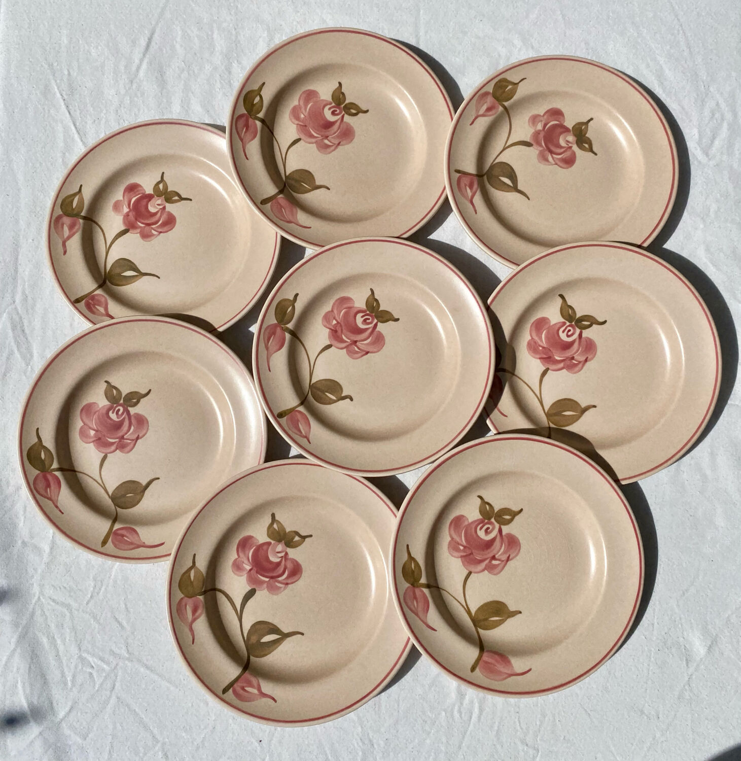 Pink Gien dessert plates
