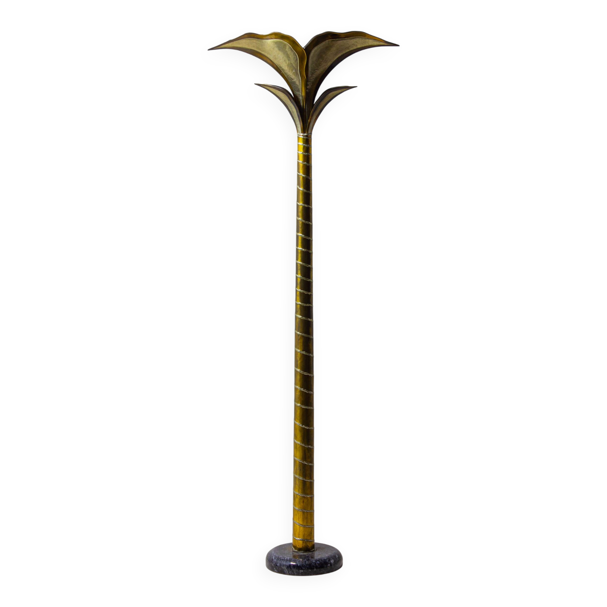 Rare brass palm floor lamp by Henri Fernandez, 1970s