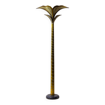 Lampe de sol en laiton rare en forme de palmier par Henri Fernandez, années 1970.