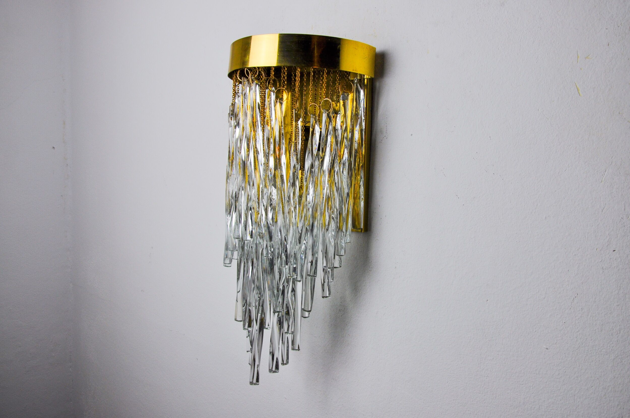 Venini waterfall wall lamp, Murano glass rods, Italy 1970