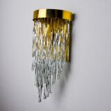 Venini waterfall wall lamp, Murano glass rods, Italy 1970