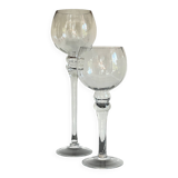 Duo of xl tealight holders in vintage crystal