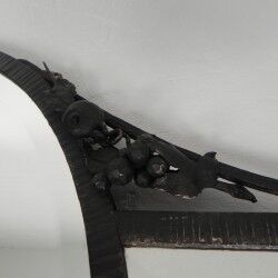 Art Deco mirror with faceted cut glass in a steel frame, 1930s