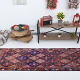 Red Navy Blue Turkish Runner Rug 76x283Cm SK 18873