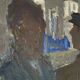 Original Svan Grandin Vintage Oil Painting  Portrait of two men in cafe