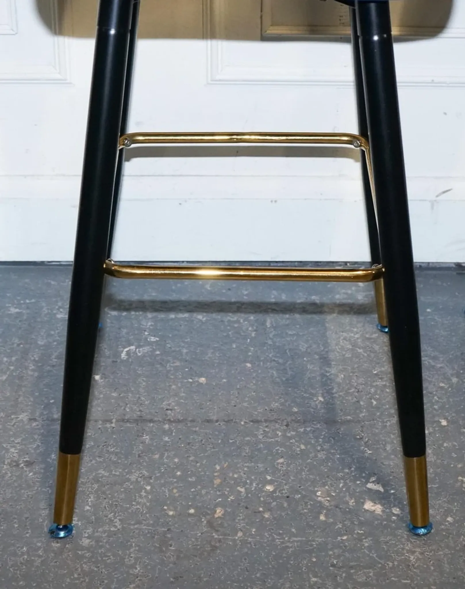 Chaises de Bar en Velours Bleu avec Cadre Doré