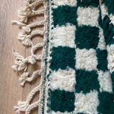 Berber carpet blessed ouarain checkerboard green