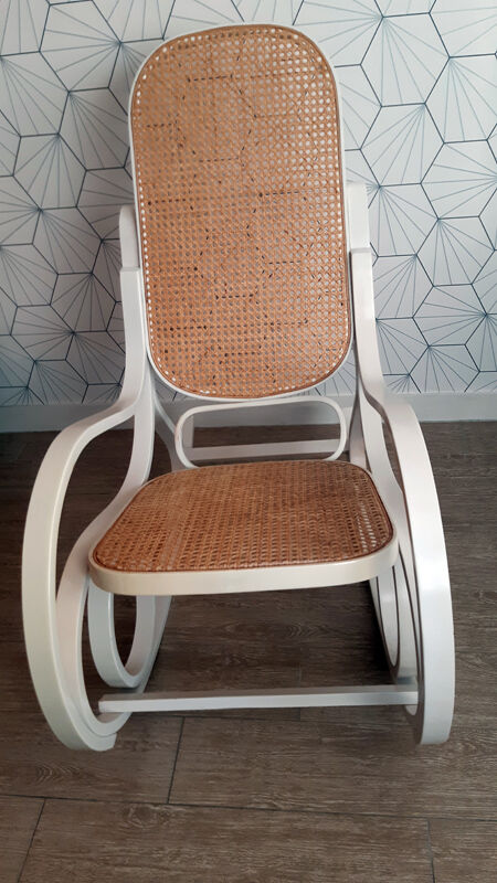 Rocking-chair "vintage" white and canning.