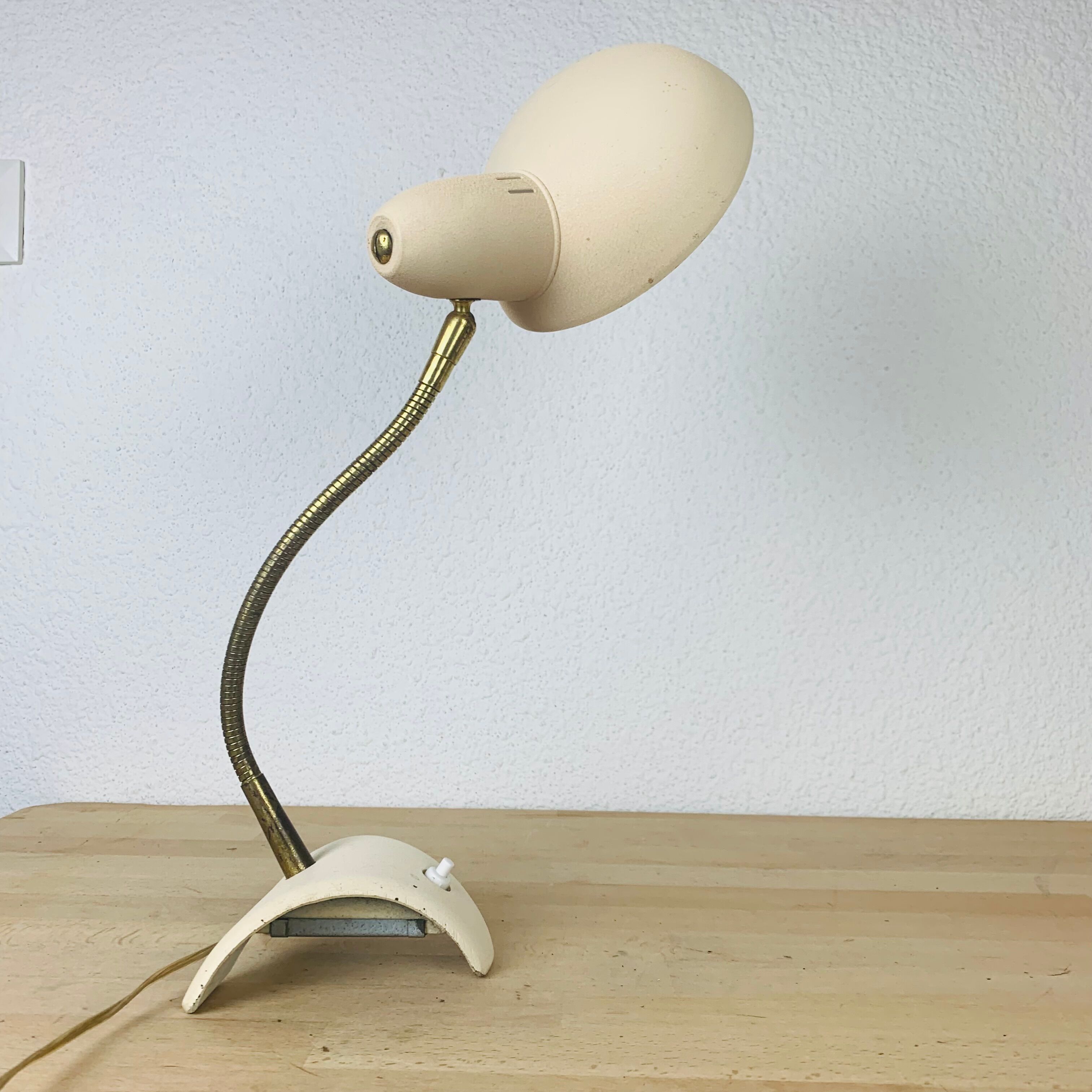 Pair of metal and brass lamps 50s Jean Boris Lacroix