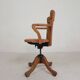 Oak office chair with adjustable spring system and height adjustment, 1950s.