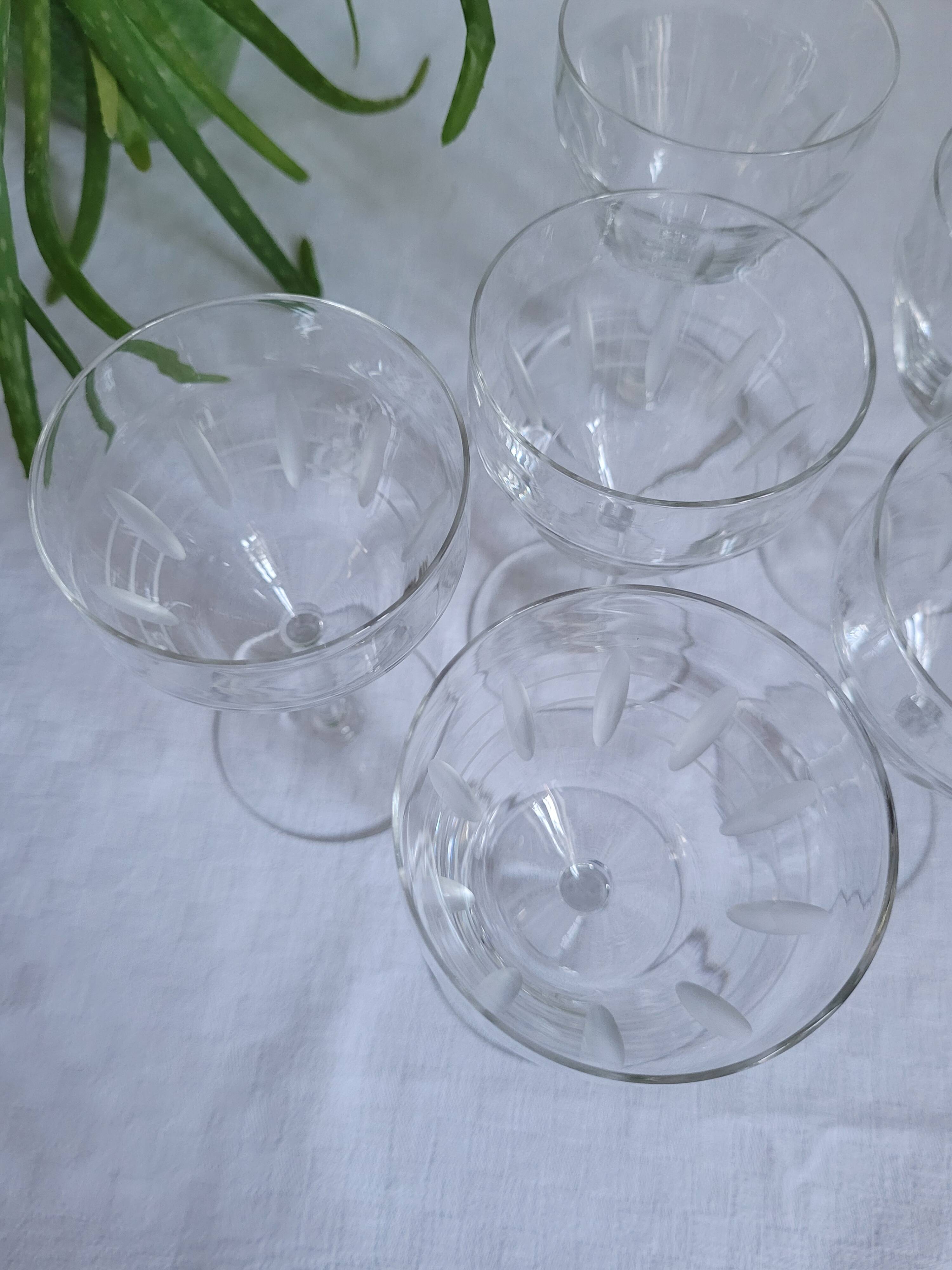 Set of 6 cut glass wine glasses