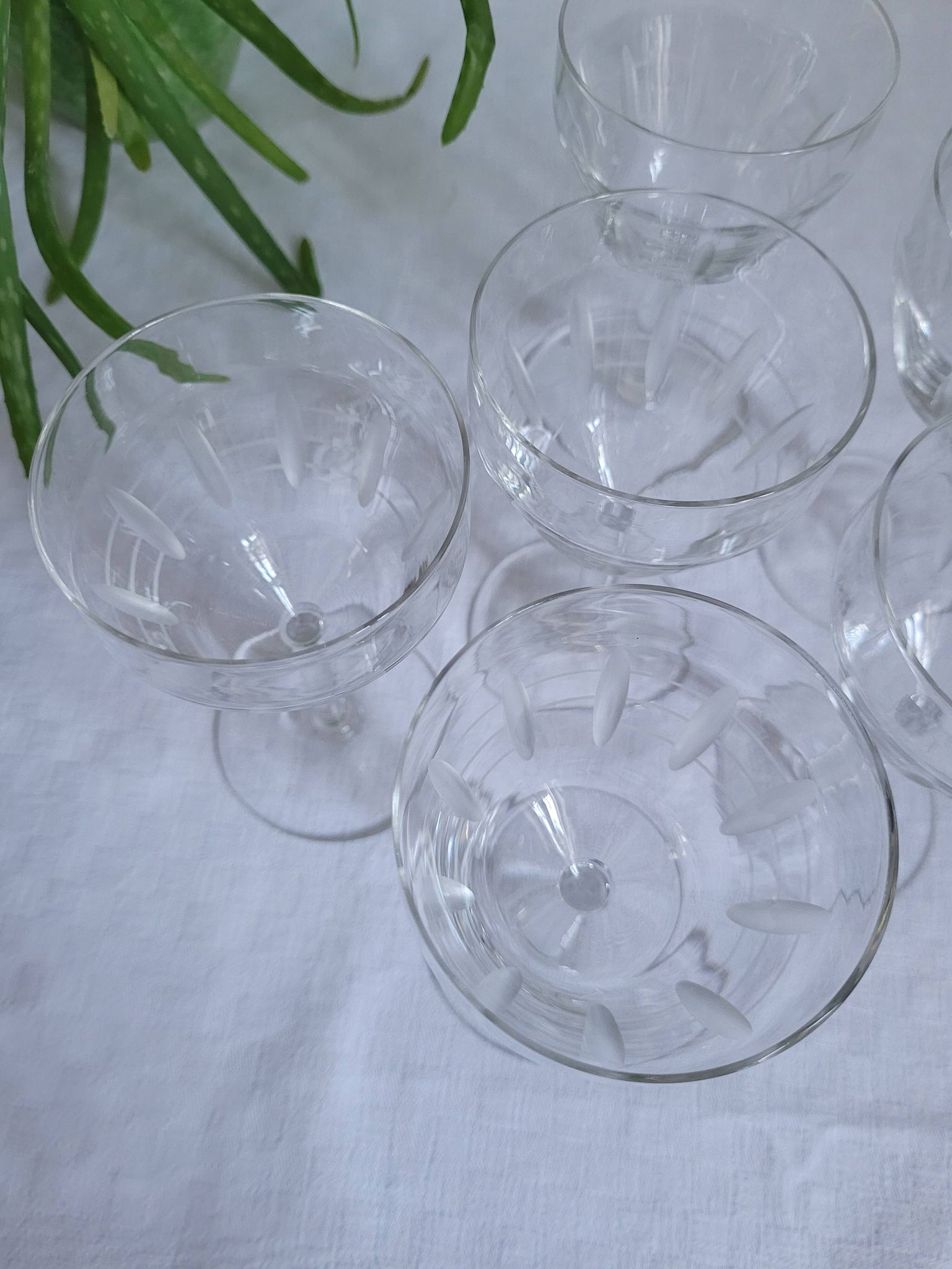 Set of 6 cut glass wine glasses