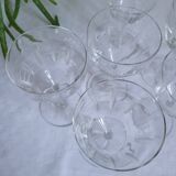 Set of 6 cut glass wine glasses
