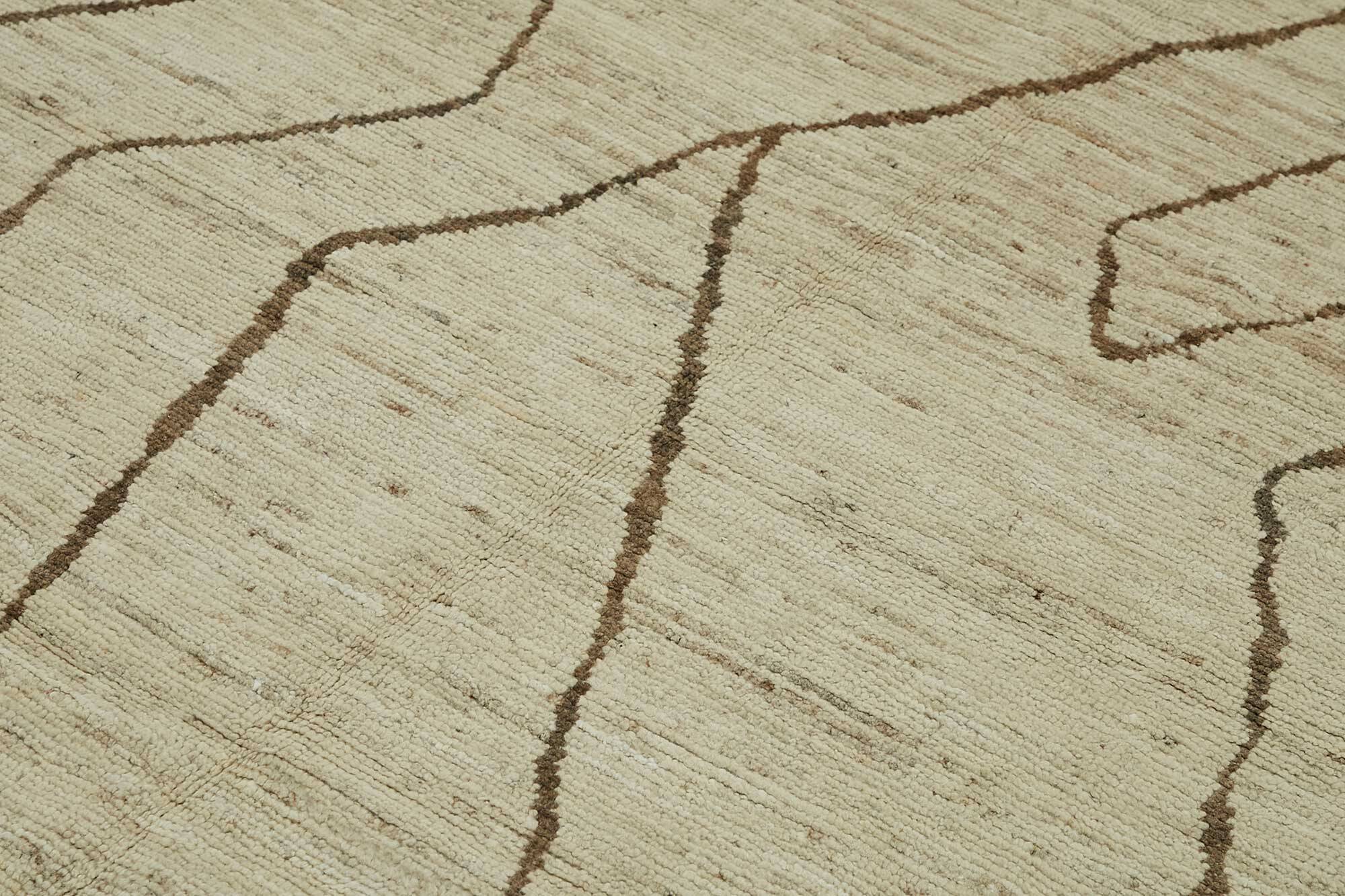 Hand-Knotted Tribal Unique 208 cm x 303 cm Beige Wool Carpet